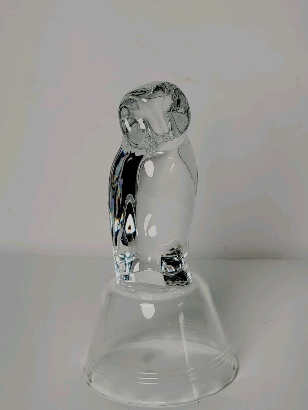 Vintage BACCARAT France Lead Clear Crystal OWL Figurine Paperweight Hand Warmer